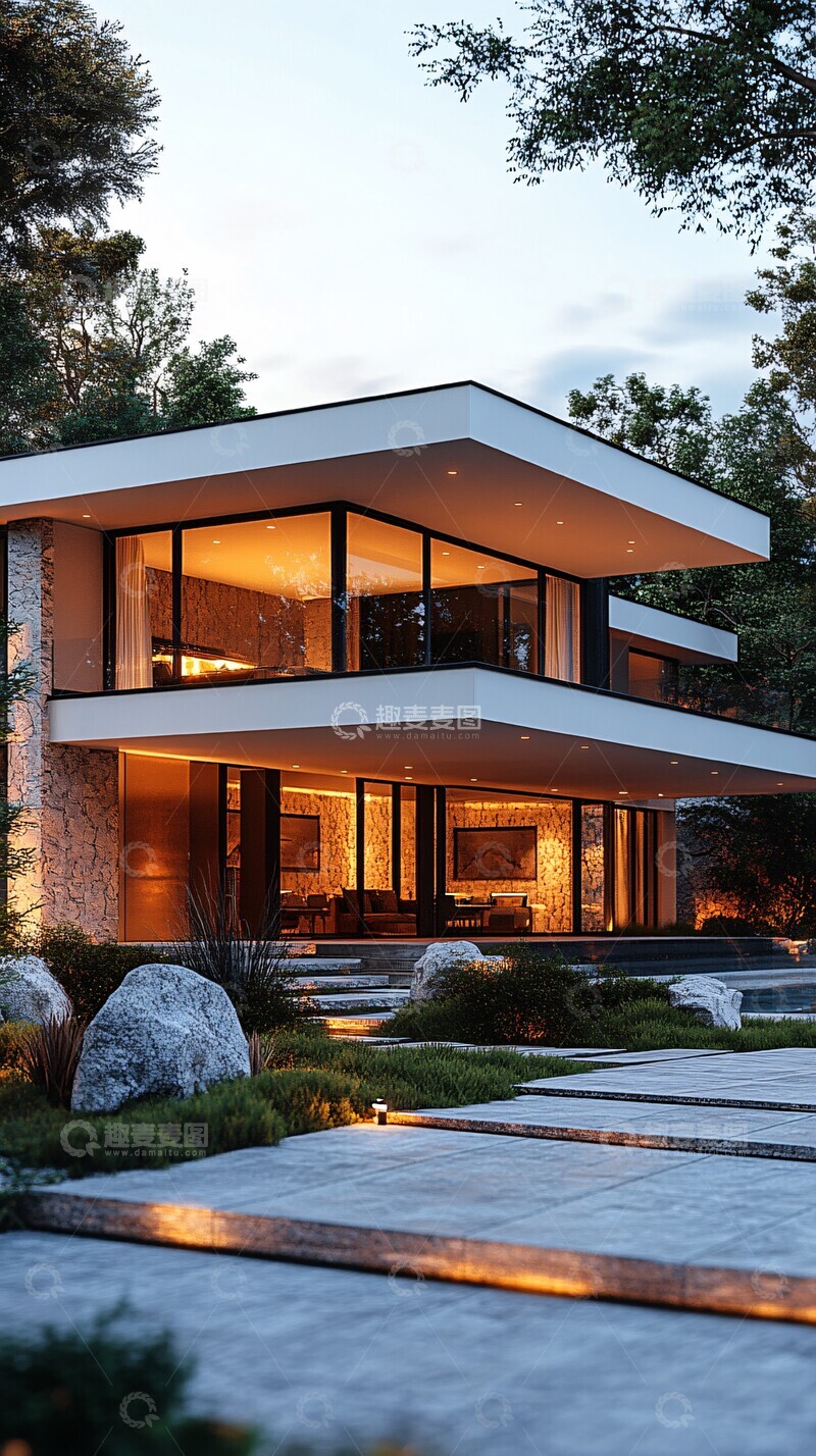 高清大图下载【趣麦麦图】几何外墙白色住宅2