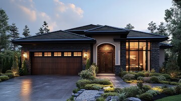 木纹车库门单层别墅3