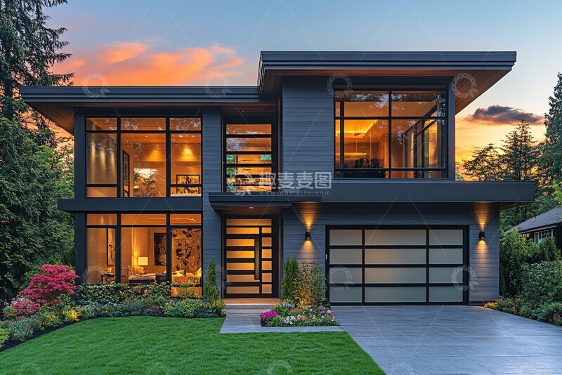 高清大图下载【趣麦麦图】灰板白边双层住宅3