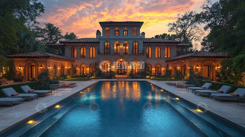 高清大图下载【趣麦麦图】西班牙庄园泳池3