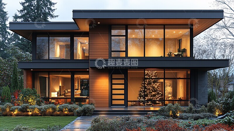 高清大图下载【趣麦麦图】黑色窗户圣诞装饰3