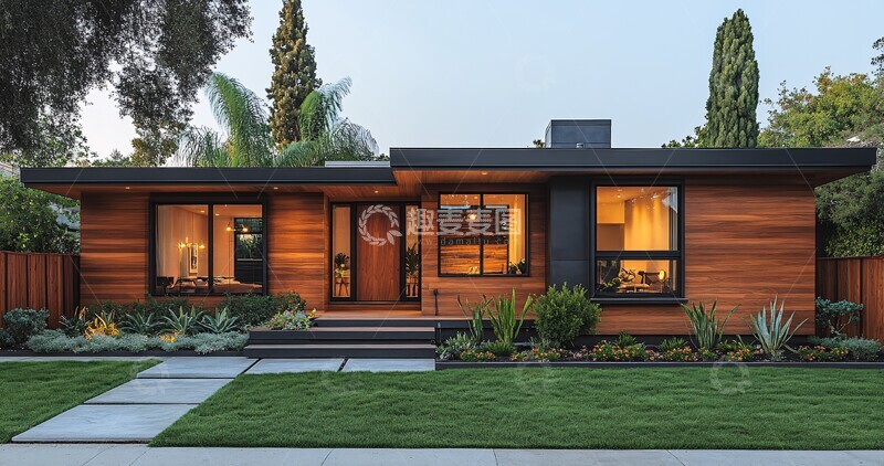高清大图下载【趣麦麦图】深色木屋与绿草坪2