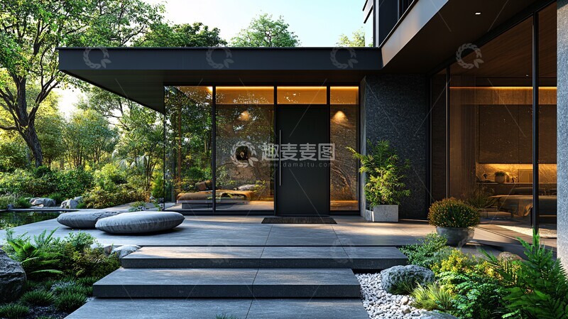 高清大图下载【趣麦麦图】铝门现代住宅外观3