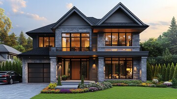 灰色石墙木框别墅2