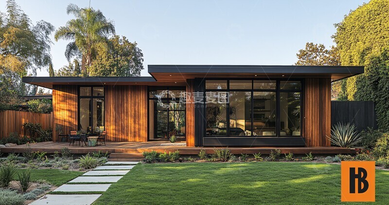 高清大图下载【趣麦麦图】深色木屋与绿草坪3