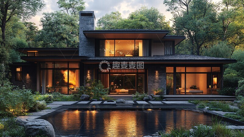 高清大图下载【趣麦麦图】-板岩屋顶房屋景观3