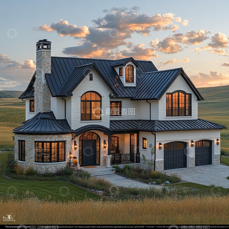 高清大图下载【趣麦麦图】黑色屋顶白色墙面3