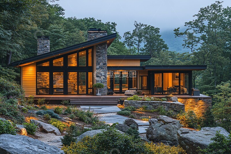 高清大图下载【趣麦麦图】山间金屋夜景3