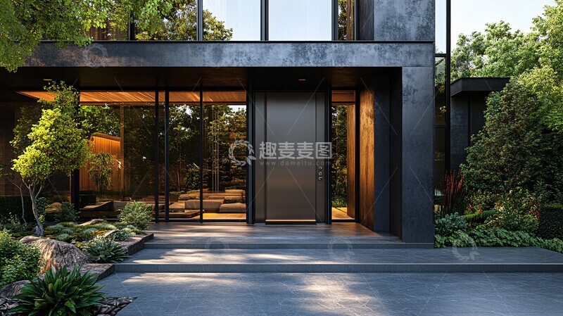 高清大图下载【趣麦麦图】铝门现代住宅外观2