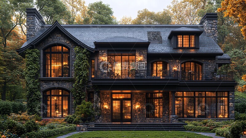 高清大图下载【趣麦麦图】板岩屋顶房屋景观2