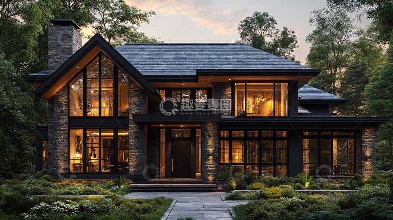 高清大图下载【趣麦麦图】板岩屋顶房屋景观1