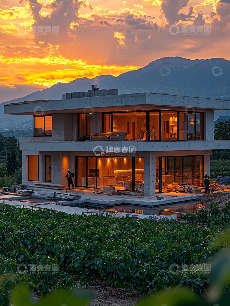 高清大图下载【趣麦麦图】两层现代主义建筑工地2