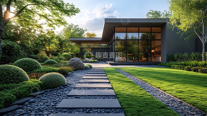 高清大图下载【趣麦麦图】灰色玻璃住宅外观2