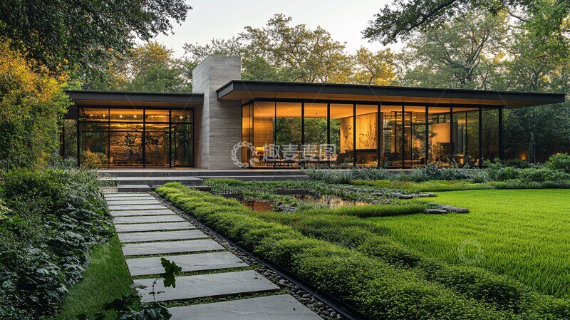 高清大图下载【趣麦麦图】灰色玻璃住宅外观3