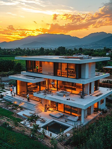 两层现代主义建筑工地3