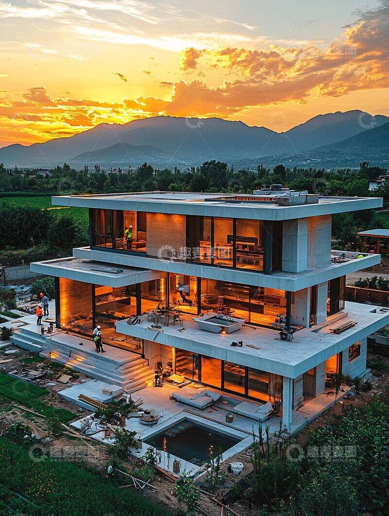 高清大图下载【趣麦麦图】两层现代主义建筑工地3