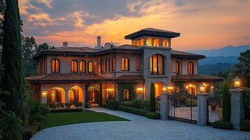 山坡别墅夜色图3