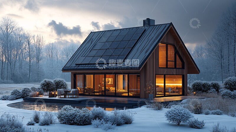 高清大图下载【趣麦麦图】木屋雪景现代木屋雪景2