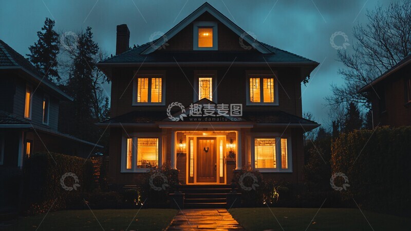 高清大图下载【趣麦麦图】手工大宅灯火辉映3