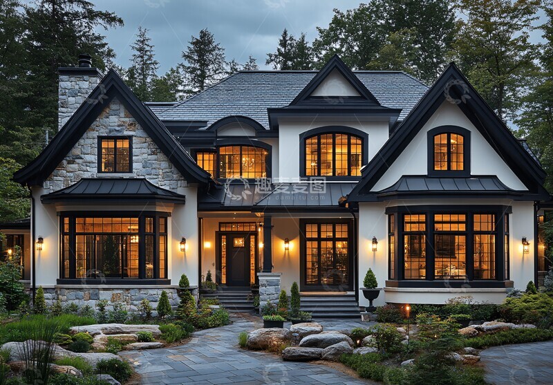 黑白经典住宅外立面2