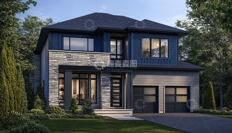 高清大图下载【趣麦麦图】深蓝灰色调外墙3