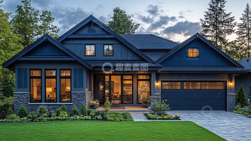 高清大图下载【趣麦麦图】蓝调现代平房3