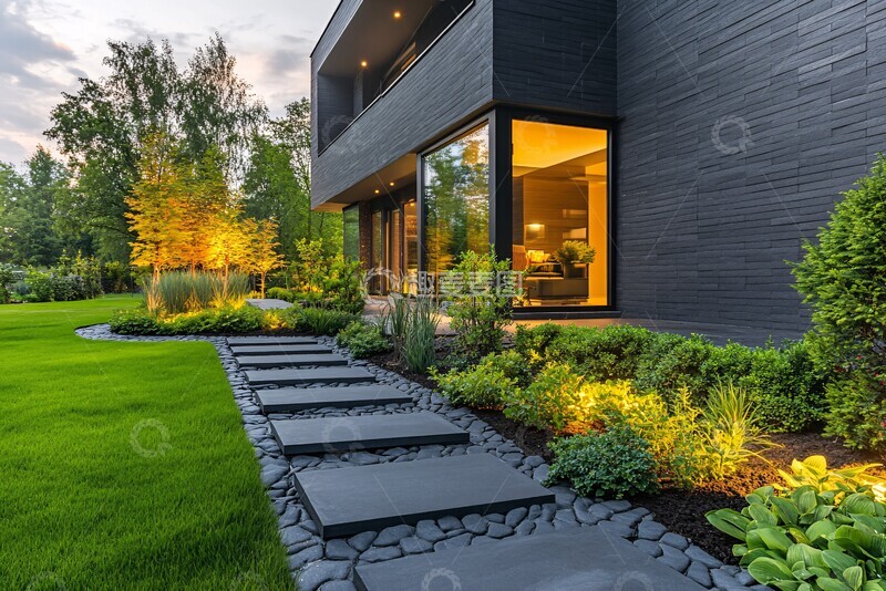 高清大图下载【趣麦麦图】灰色砖石现代住宅