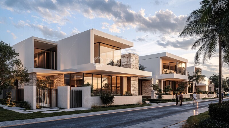 高清大图下载【趣麦麦图】现代住宅街道场景2