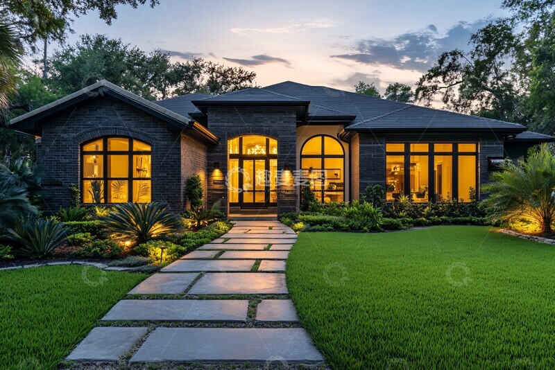 高清大图下载【趣麦麦图】灰色砖石现代住宅2