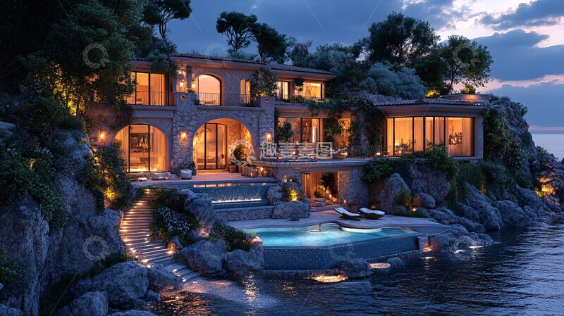 高清大图下载【趣麦麦图】岩石夜景照明3