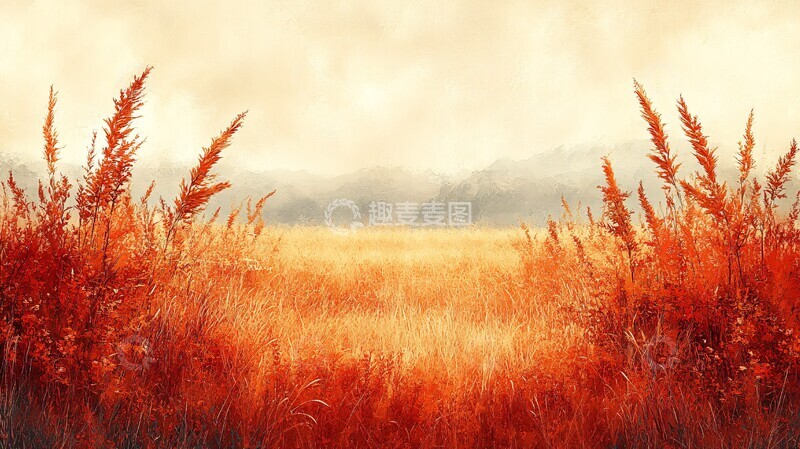 高清大图下载【趣麦麦图】秋日麦田墨迹2