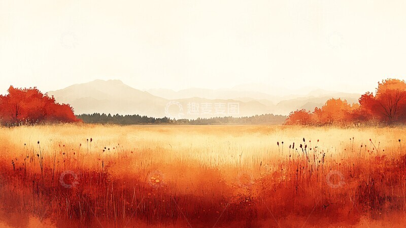 高清大图下载【趣麦麦图】秋日麦田墨迹3