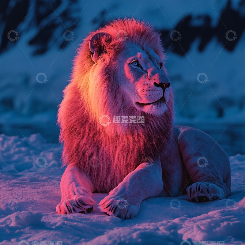 高清大图下载【趣麦麦图】霓虹狮子霓虹狮子色彩2