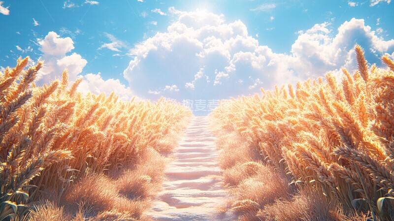 高清大图下载【趣麦麦图】金色麦穗楼梯2