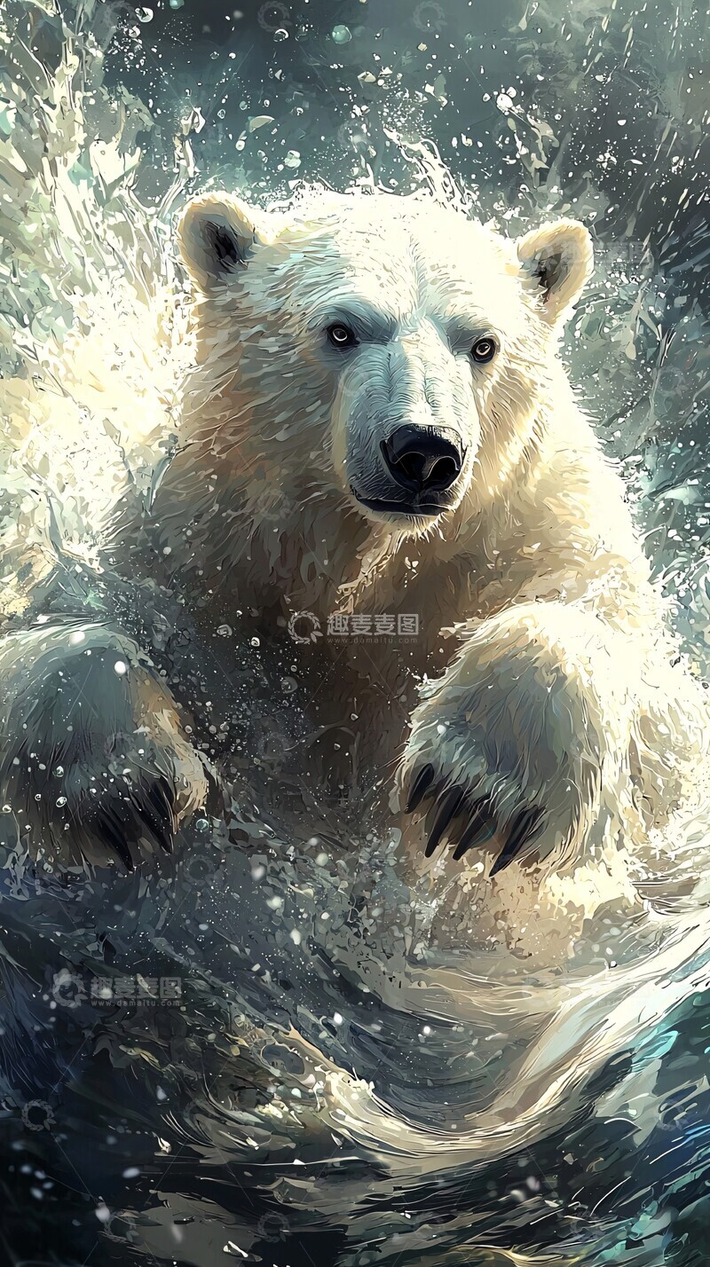 高清大图下载【趣麦麦图】极光冰原熊液体异界梦幻3