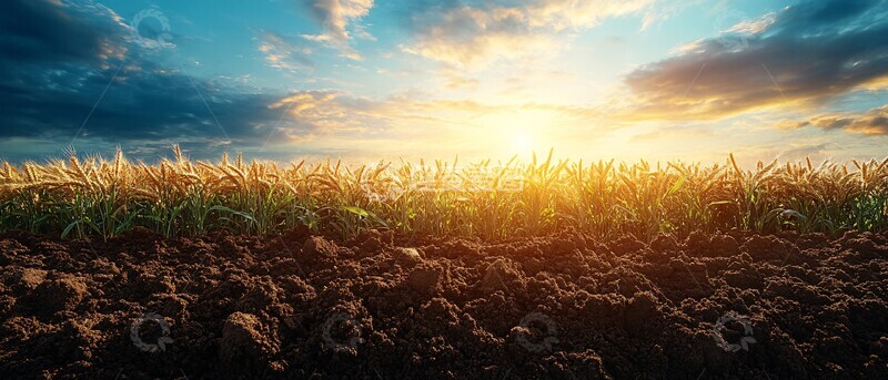 高清大图下载【趣麦麦图】麦田生长黄昏时2