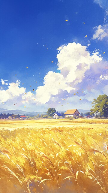 金色麦田与村庄2
