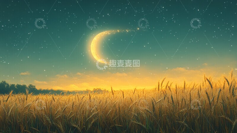 高清大图下载【趣麦麦图】月光下的麦田2