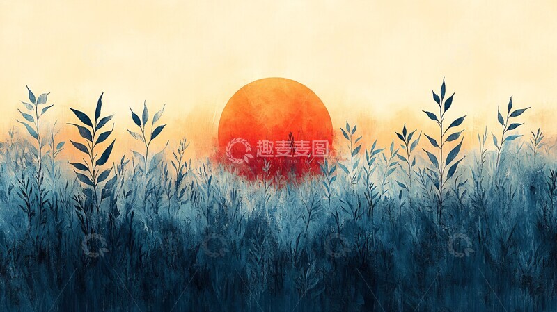 高清大图下载【趣麦麦图】日落植物日落植物白色3