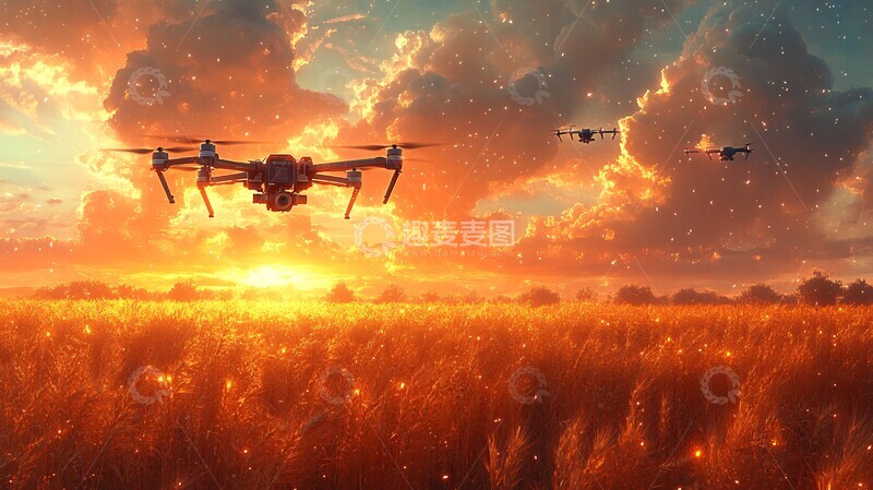 高清大图下载【趣麦麦图】无人机飞越丰收田3