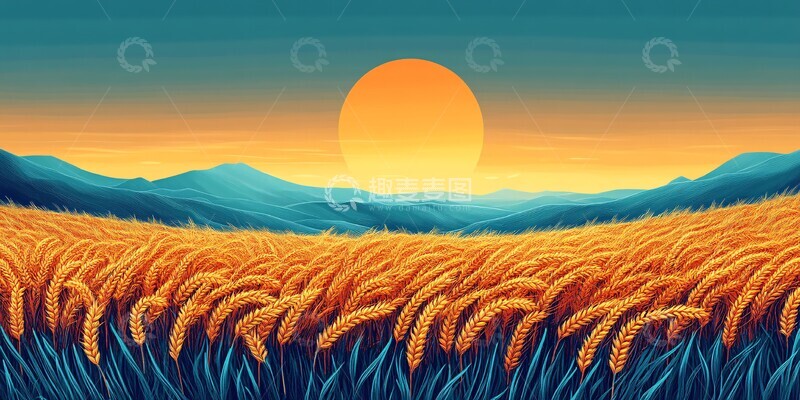 高清大图下载【趣麦麦图】秋日麦浪天空3