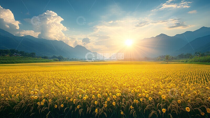 高清大图下载【趣麦麦图】金色稻田阳光下3