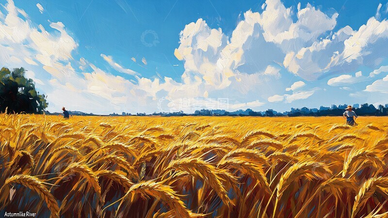 高清大图下载【趣麦麦图】黄麦田风光麦田阳光波浪2