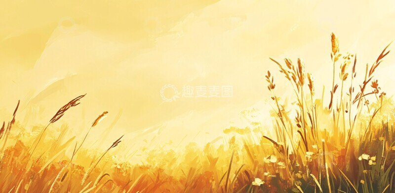高清大图下载【趣麦麦图】草地与淡黄背景2