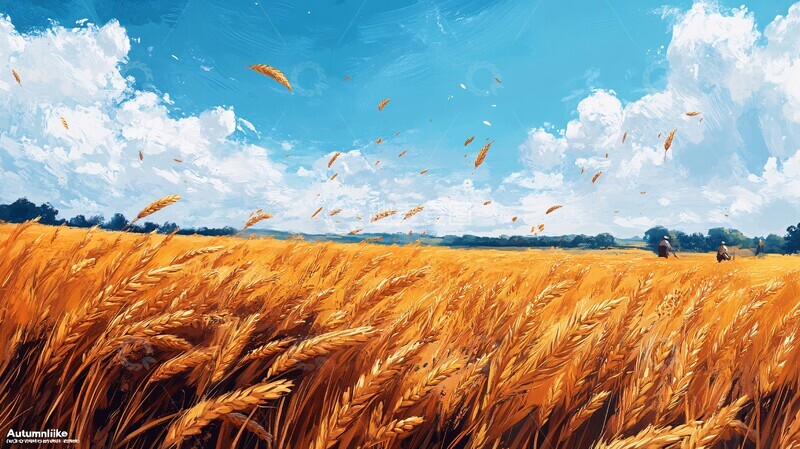 高清大图下载【趣麦麦图】黄麦田风光麦田阳光波浪3