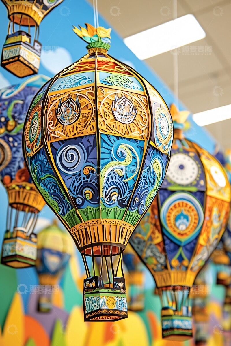 高清大图下载【趣麦麦图】热气球儿童房纸艺