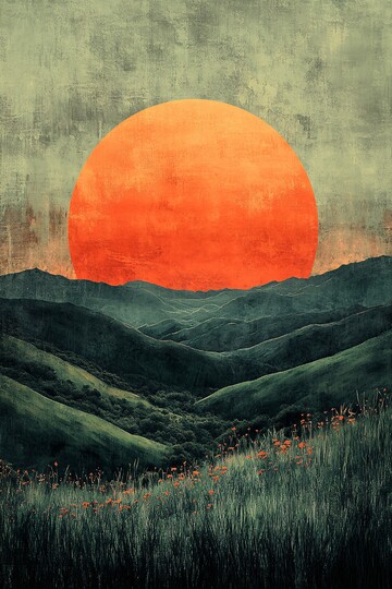 橘子夕阳绿丘陵1