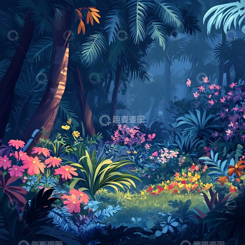 高清大图下载【趣麦麦图】森林动画背景