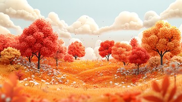 秋树橙空云秋树橙空白云