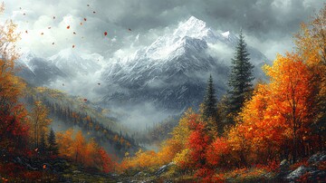 秋山落叶落叶风格景观3